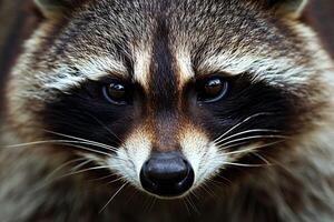 A raccoon looking at the camera photo