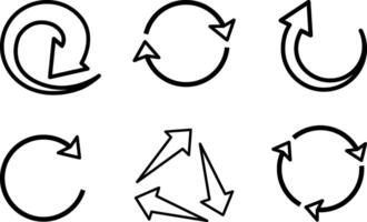 Round Arrows. Arrow Icons of Different Thicknesses. Cursor. Collection of Simple Arrows. vector