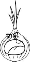 The face of Angry and Screaming Onion for Coloring. Illustration of Funny Cartoon Character vector