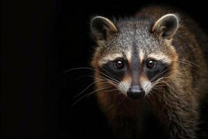 A raccoon is looking at the camera photo