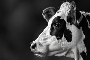 Black and white photo of a cow