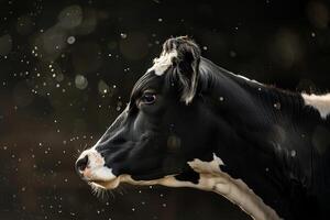 A cow with a black and white face photo