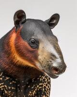 A close up of a tapir with its head turned to the side photo
