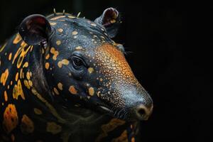 A close up of a tapir with a black background photo