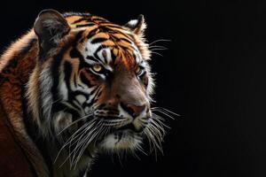 A tiger is looking into the distance photo