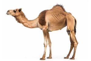 A camel standing in front of a white background photo