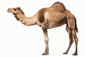A camel standing in front of a white background photo