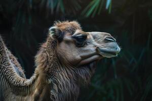 A camel with a long neck and a long face photo
