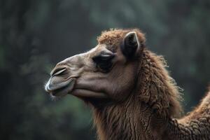 A close up of a camel's head photo