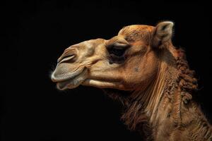 A camel with a black background photo
