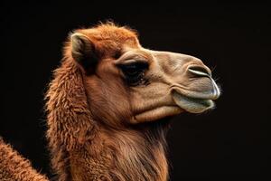 A camel with a big head and a long neck photo