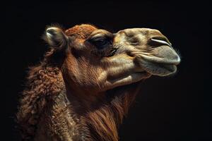 A camel with its head turned to the side photo