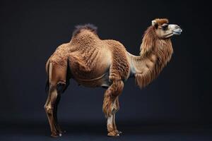 A camel standing on a black background photo