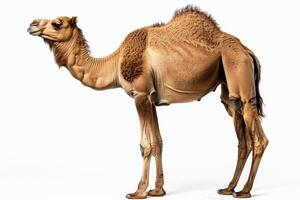 A camel standing in front of a white background photo