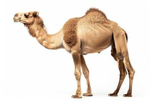 A camel standing on a white background photo