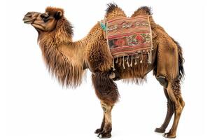 A camel with a saddle on its back photo