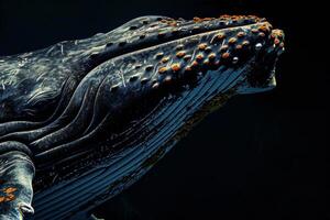 A close up of a humpback whale with its mouth open photo