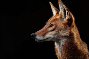 A red fox looking to the side photo