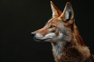 A red fox looking up at the sky photo