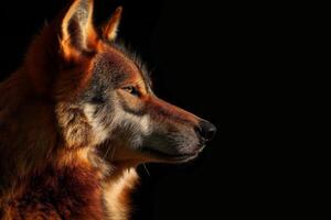 A wolf is looking off to the side photo