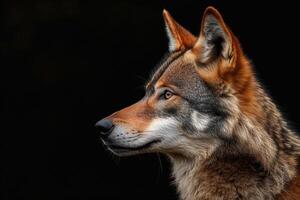 A wolf is looking to the side photo