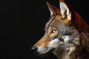 A wolf is looking into the distance photo