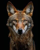 A wolf is looking at the camera photo