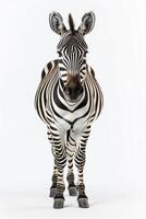 A zebra standing in front of a white background photo