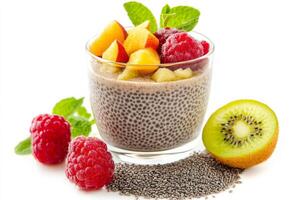 Chia pudding with fresh fruit photo