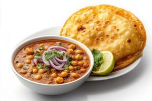 Chicken tikka masala with naan and onion photo