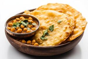 Indian naan bread with chickpeas photo