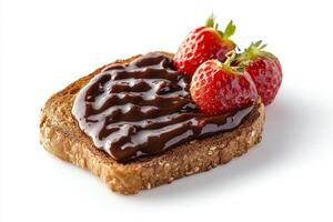 A piece of toast with chocolate spread on it photo