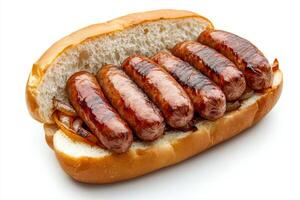 A hot dog with onions and mustard on a bun photo