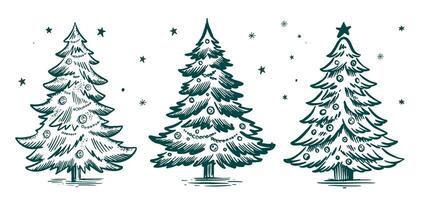 Christmas tree hand drawn illustration vector