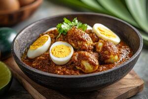 Malaysian egg curry with coconut milk photo
