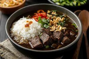 Thai beef curry with rice photo