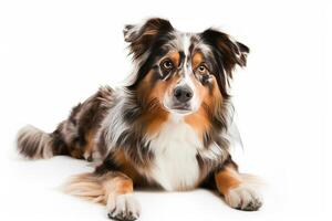 Australian shepherd dog on white background photo