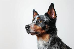 Australian cattle dog portrait on white background photo