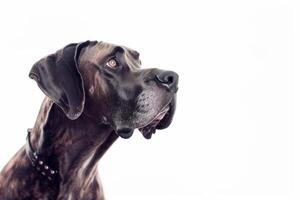 Great dane dog portrait isolated on white background photo