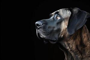 A dog is looking up at the sky photo