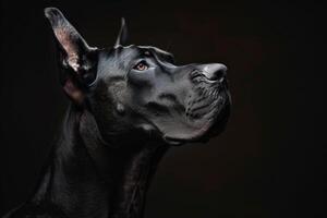 Great dane dog portrait on black background photo