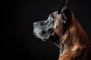 A dog is looking up at something photo