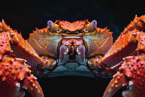 A close up of a crab with its eyes open photo