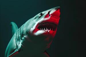 A great white shark with its mouth open photo