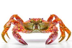 A crab with bright colors on its body photo