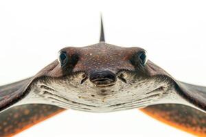 A close up of a stingray with its mouth open photo