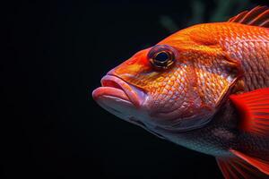 A fish with a red head and eyes photo