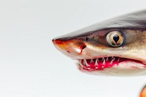 A shark with its mouth open and teeth showing photo