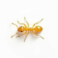 A small yellow ant on a white background photo