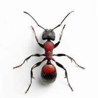 An ant with red and black stripes on its back photo
